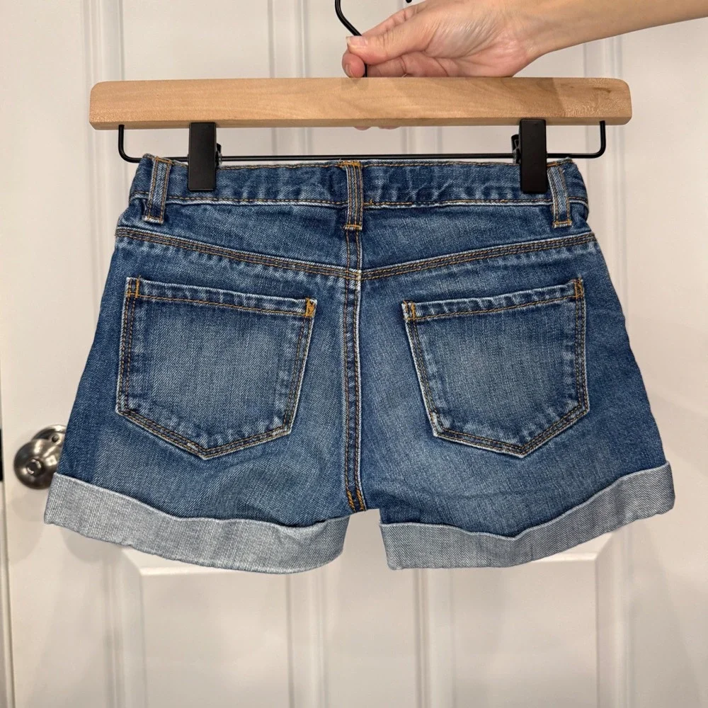 OshKosh Bgosh Girls Denim Shorts Medium Wash Cuffed‎ Hem Blue Size 8